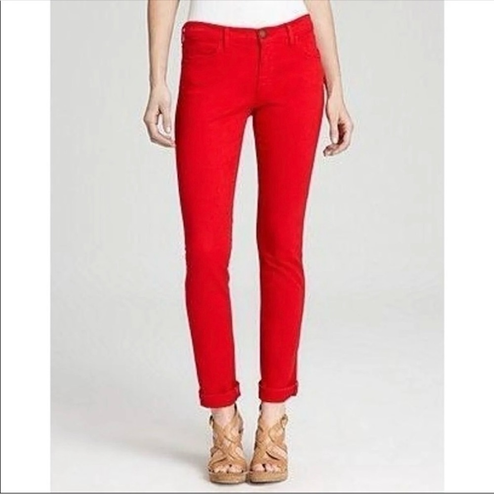Current/Elliott The Rolled Skinny Jeans in Caution Red Size 27
